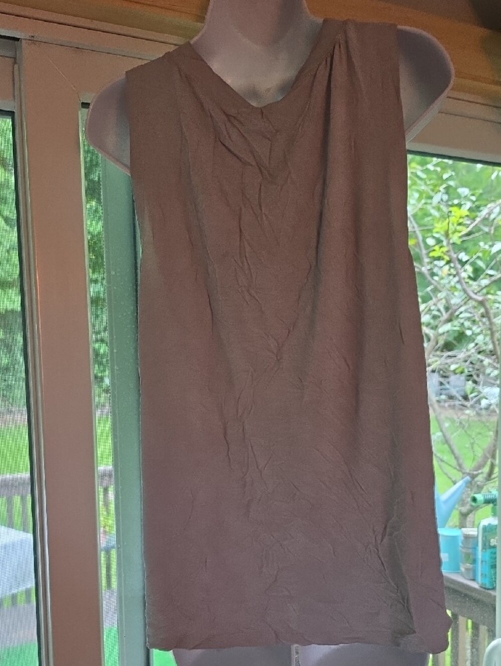 POL Sleeveless V-Neck Button-Front Camisole - Taupe - Picture 3 of 5
